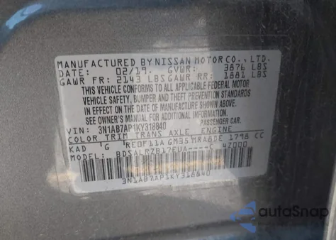 2019 Nissan Sentra Sr from USA, damaged, VIN 3N1AB7AP1KY318840